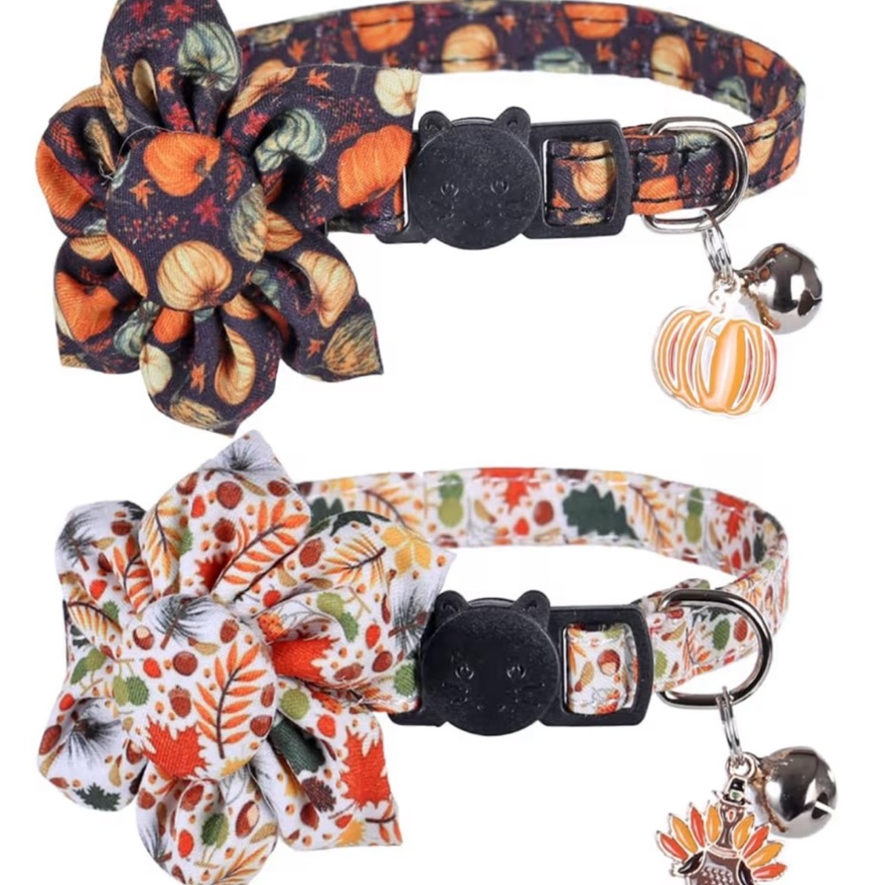 Autumn Themed Cat Collars with Floral Bows